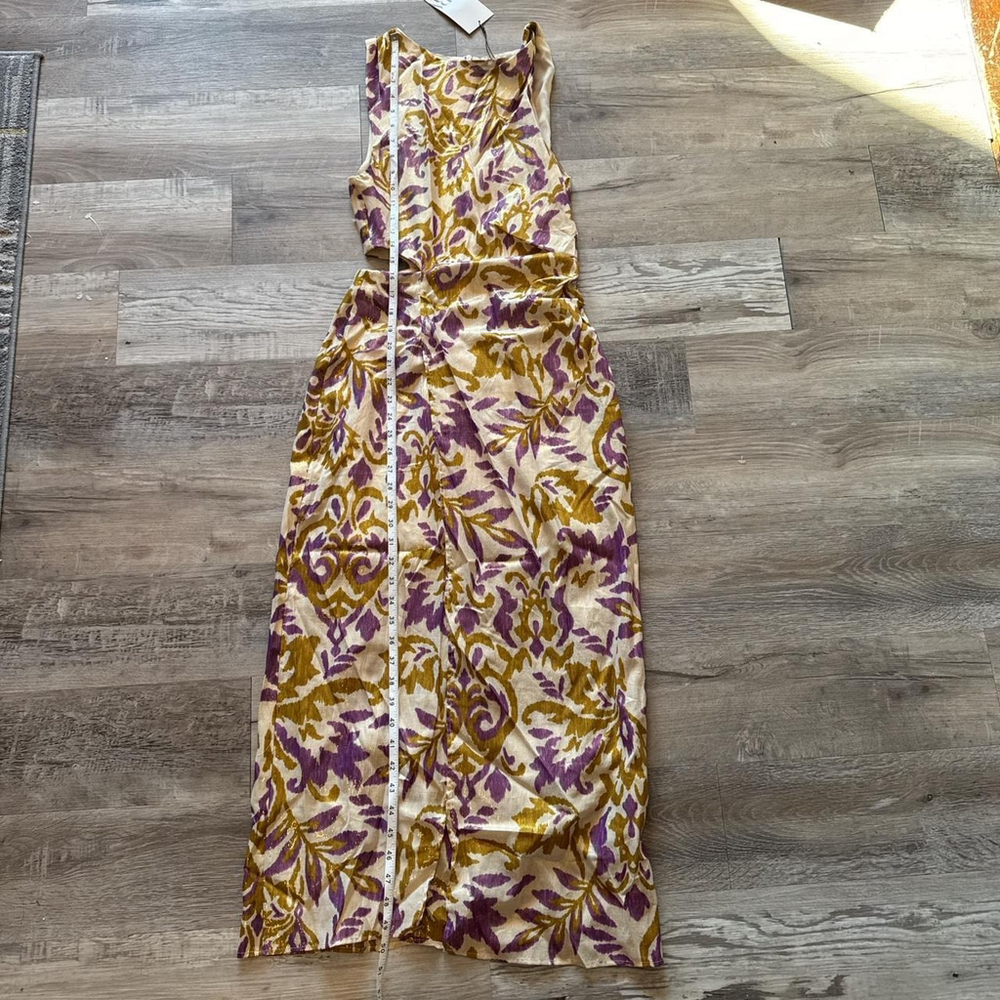 ZARA FLORALS PRINT CUT OUT MIDI DRESS - SIZE XS - BRAND NEW WITH TAG - Picture 2 of 8